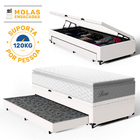 Cama Box Baú + Colchão De Molas Ensacadas Pillow Top Flora +