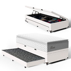 Cama Box Baú + Colchão De Molas Ensacadas Pillow Top Flora +