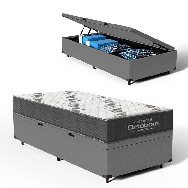 Cama Box Baú + Colchão Ortobom De Espuma D33 Airtech 100 Solt