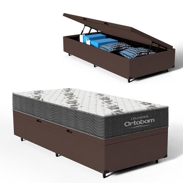 Cama Box Baú + Colchão Ortobom De Espuma D33 Airtech 100 Solt