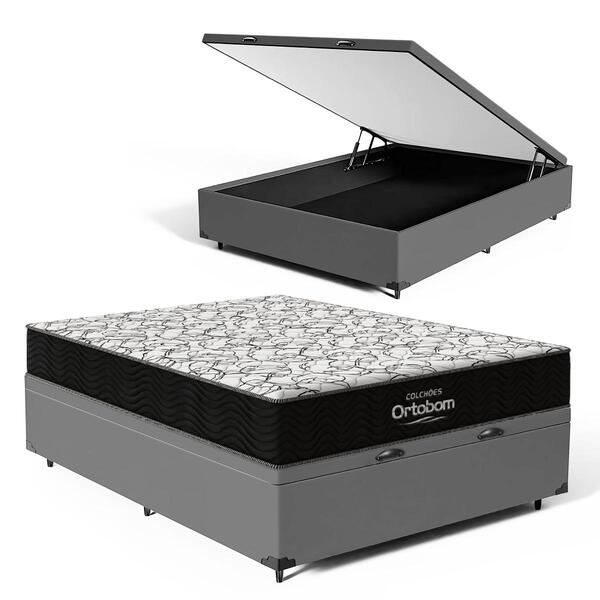 Cama Box Baú + Colchão Ortobom De Espuma D45 Airtech 150 D45