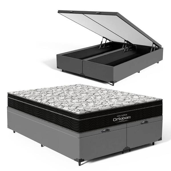 Cama Box Baú + Colchão Ortobom De Espuma D45 Airtech Ortopill