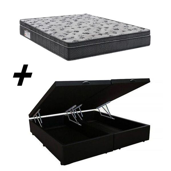 Cama Box Baú Bipartido Casal + Colchão Ortobom Iso 1.0.0 Orto