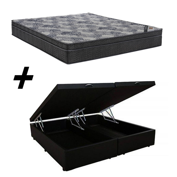 Cama Box Baú Bipartido Casal + Colchão Ortobom Iso Molas Supe
