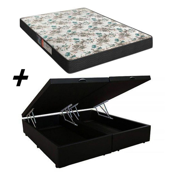 Cama Box Baú Bipartido Casal + Colchão Portobel Veneza D33 60