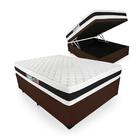 Cama Box Baú Casal + Colchão Castor Espuma D45 - Black White