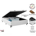 Cama Box Baú Casal + Colchão D33 61x138x188cm Couro Branco