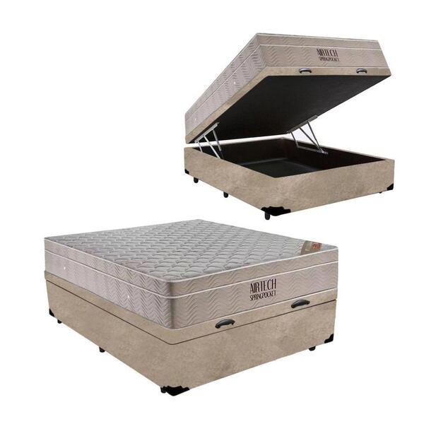 Cama Box Baú Casal + Colchão Ortobom De Molas Ensacadas Airte
