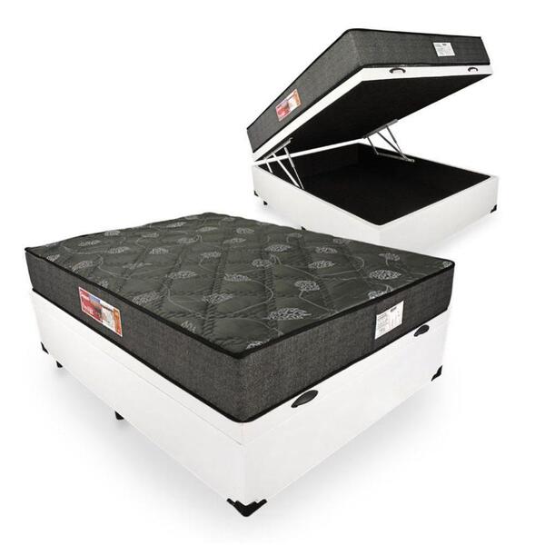Cama Box Baú Casal+ Colchão Sienna 14x188x138cm Preto