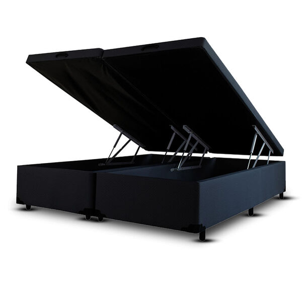 Cama Box Bau Casal Bipartido Corino(1.38x1.88) Preto