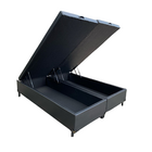 Cama Box Baú Casal Bipartido Sintético Preto Com Pistão A Gás