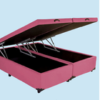 Cama Box Baú Casal Bipartido Suede Rosé Com Pistão A Gás