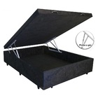 Cama Box Baú Casal Blindado Suede Preto Com Pistão A Gás