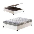 Cama Box Baú Casal Branca + Colchão De Espuma D28 - Probel -