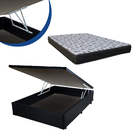 Cama Box Baú Casal Colchão Espuma D33 Bordado + Box Sintético