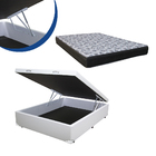 Cama Box Baú Casal Colchão Espuma D45 Bordado + Box Sintético