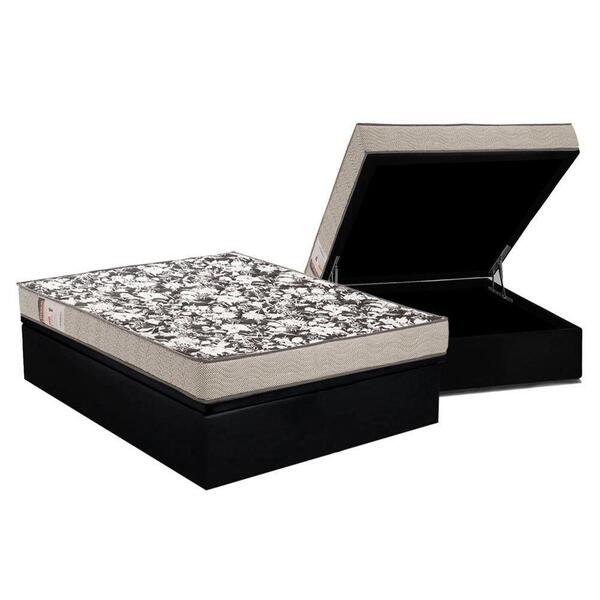 Cama Box Baú Casal: Colchão Espuma Ortobom D26 Physical Ultra