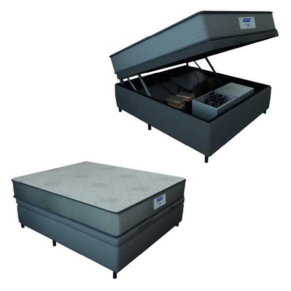 Cama Box Baú Casal Colchão Gazin Com Molas Ensacadas Vibe 138