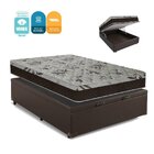 Cama Box Baú Casal Colchão Molas Bonnel + Box Sintético Marro