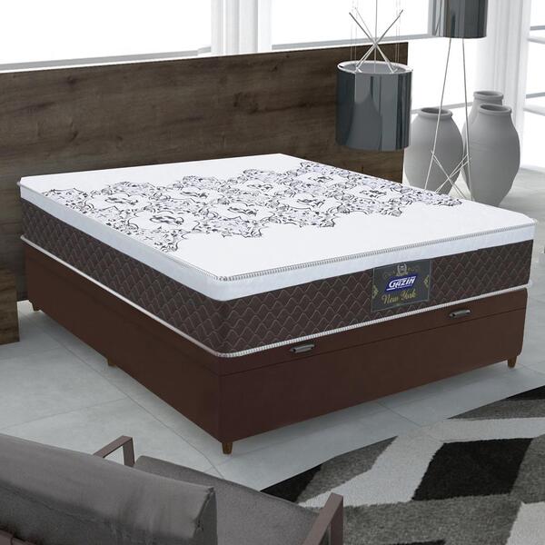 Cama Box Baú Casal Colchão Molas Ensacadas Com Euro In New