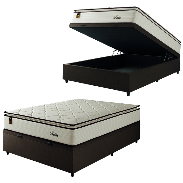 Cama Box Baú Casal Colchão Molas Ensacadas Com Pillow Malta C