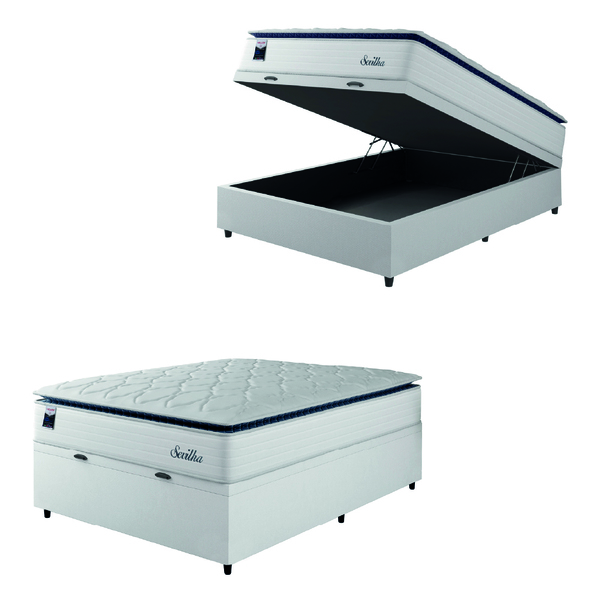 Cama Box Baú Casal Colchão Molas Ensacadas Com Pillow Sevilha