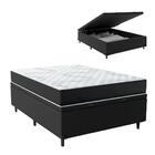 Cama Box Baú Casal Colchão Molas Ensacadas Tóquio Preto Suede