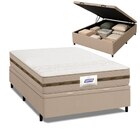 Cama Box Baú Casal Colchão Molas Flora Bege 138x188x60cm