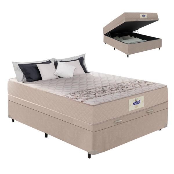 Cama Box Baú Casal Colchão Vibe 138x188x46cm Bege Gazin