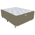 Cama Box Baú Casal Conjugado Ortopédico Suede Bege 45x138x188