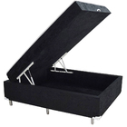 Cama Box Baú Casal Conjugado Ortopédico Suede Preto 45x138x188