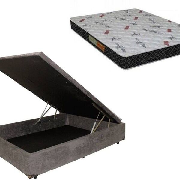 Cama Box Baú Casal Inteiriço Corino Marrom 1 38x1 88 Com Colc