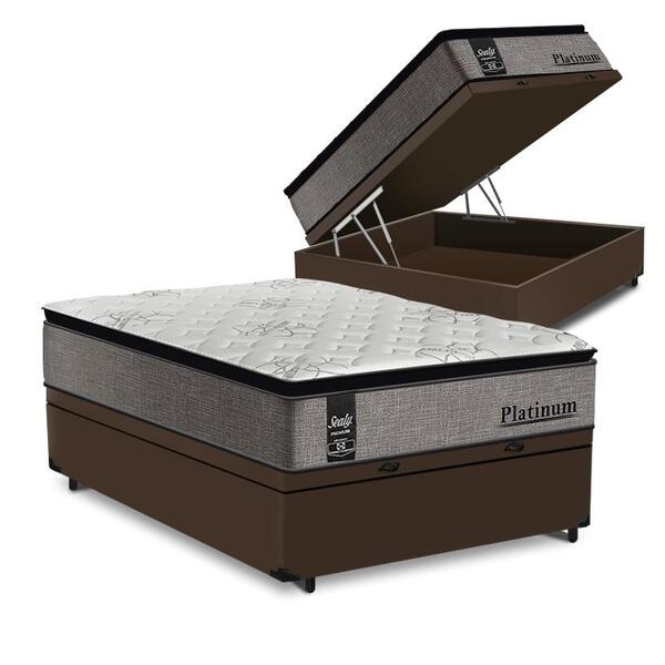 Cama Box Baú Casal Marrom + Colchão De Molas Ensacadas - Seal