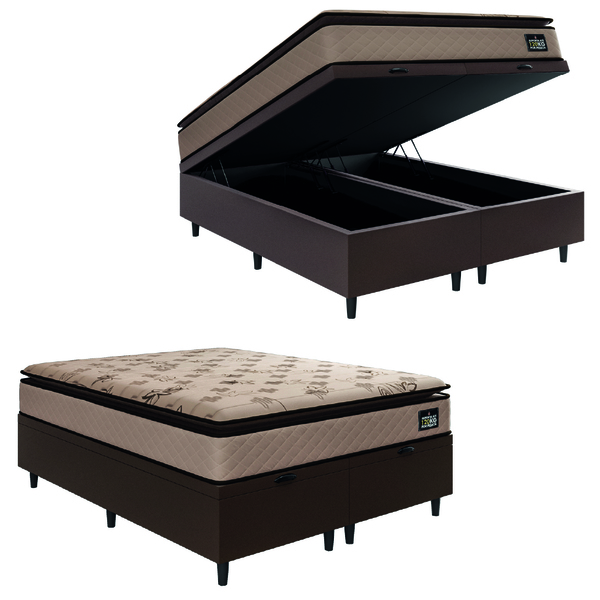 Cama Box Baú Casal Queen Colchão Espuma D33 Pillow Top Van Go