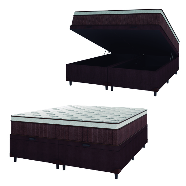 Cama Box Baú Casal Queen Colchão Molas Ensacadas Ômega 158x19