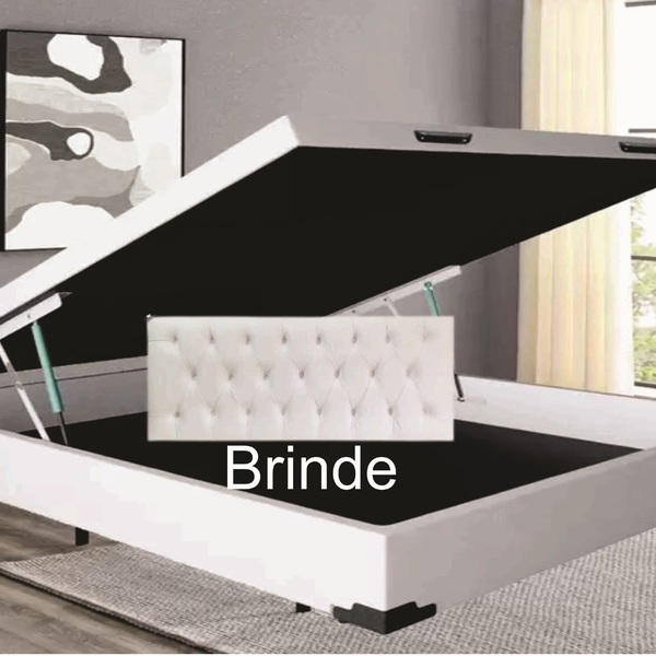 Cama Box Baú Casal Sintético Branco 38x138x188