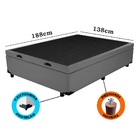 Cama Box Baú Casal Sintético Cinza