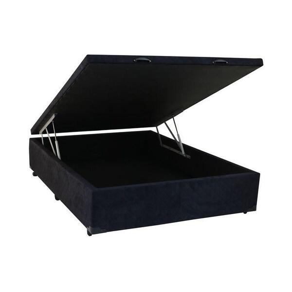 Cama Box Bau Casal Suede(1.38x1.88) Preto