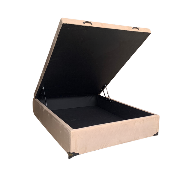 Cama Box Baú Casal Suede Bege Com Pistão A Gás - Imperium do
