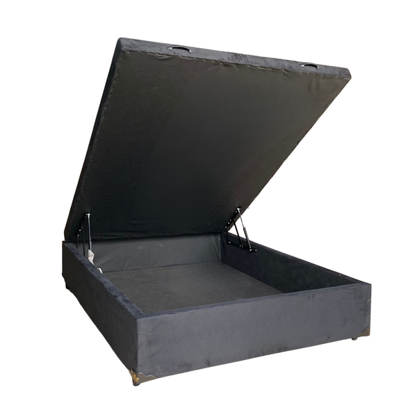 Cama Box Baú Casal Suede Preto Com Pistão A Gás - Estrutura R