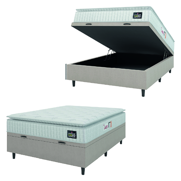 Cama Box Baú Colchão Casal Espuma D45 Lazio Pillow Top 138x18