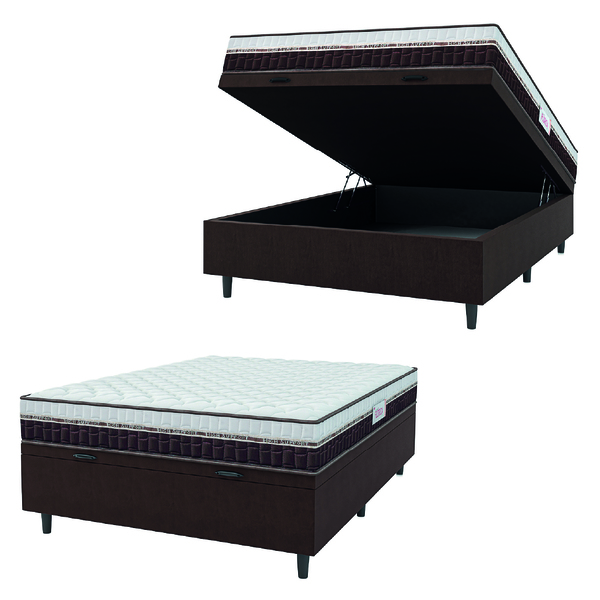 Cama Box Baú Colchão Casal Molas Ensacadas Florida 138x188x61