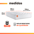 Cama Box Baú Colchão Casal Queen Molas Ensacadas Real 158x198