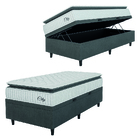 Cama Box Baú Colchão Solteiro Molas Ensacadas City Pillow Top