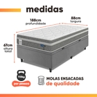 Cama Box Baú Colchão Solteiro Molas Ensacadas Euro In Up 88x1