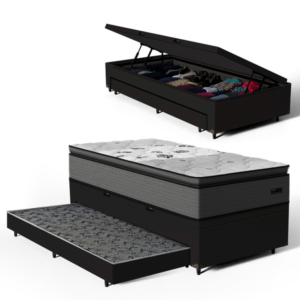 Cama Box Baú Com Colchão De Espuma  D33 Pillow Top Resistence