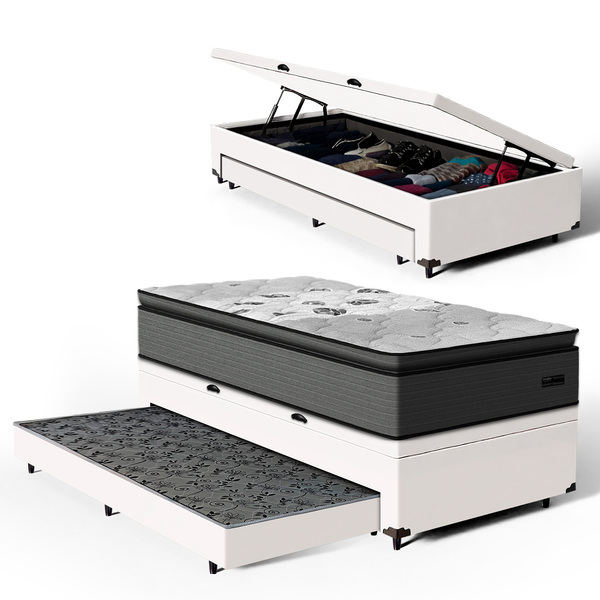 Cama Box Baú Com Colchão De Espuma D33 Pillow Top Resistence