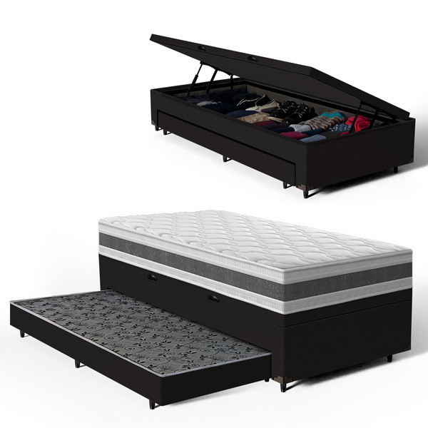 Cama Box Baú Com Colchão De Espuma D45 Double Face Air Pro Fo