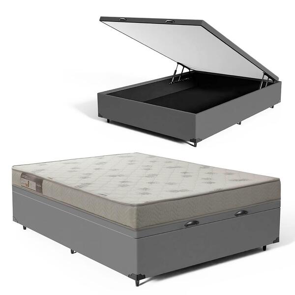 Cama Box Baú Com Colchão De Espuma Ortobom Light Liso Viúva 1