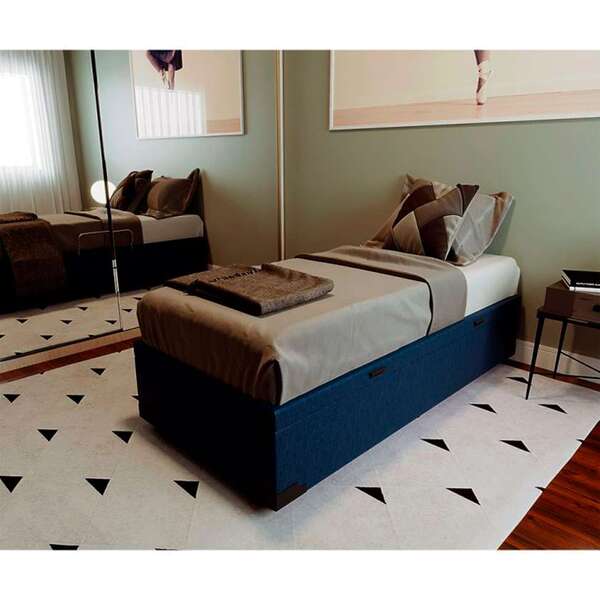 Cama Box Baú Com Colchão Solteiro Guldi Duplo Plus D28 E Trav